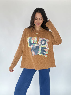 Love Patch Knit Top - Camel