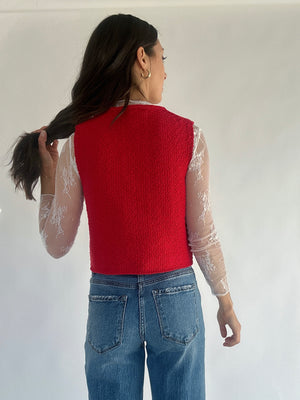 Tied Together Knit Top - Red