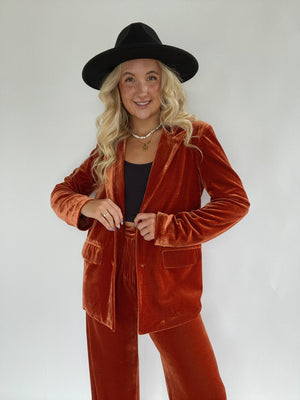 Mercy Velvet Blazer - Bronze