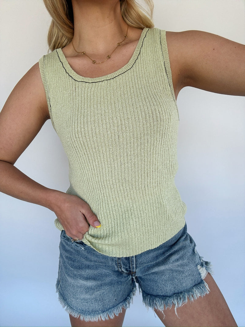 Mira Knit Tank - Lime