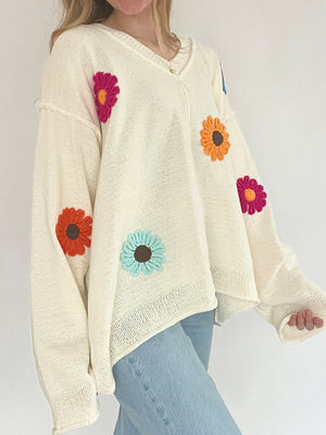 Flower Patch Sweater - Cream