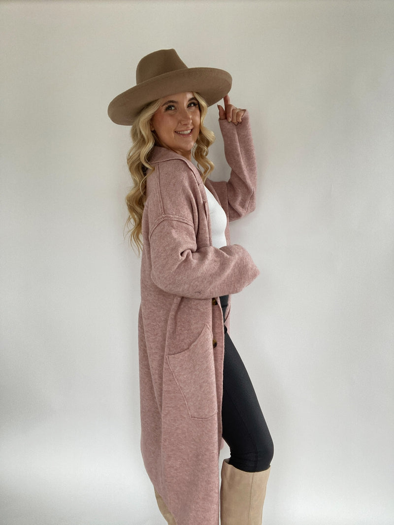 Want You To Know Sweater Coat - Rose