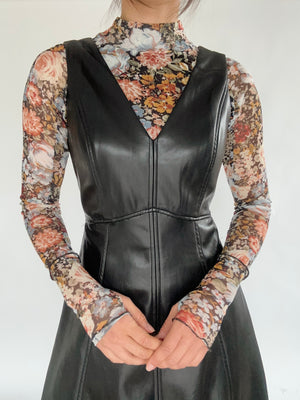 Kendyl Leather Midi Dress - Black