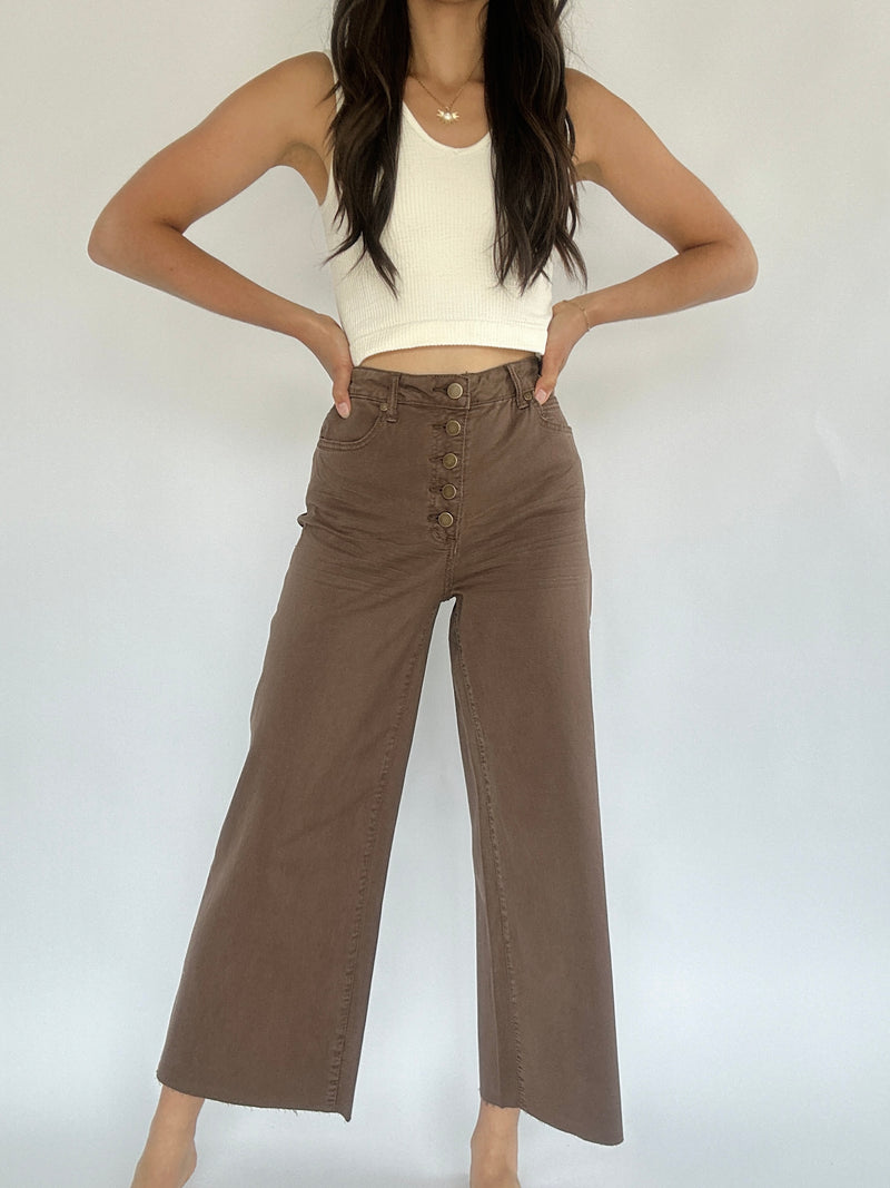 Sunday Stroll Wide Leg Pants - Brown