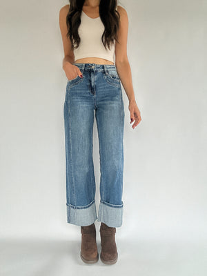 Lori Cuffed Wide Leg Jeans