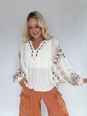 Storyline Embroidered Top - Ivory