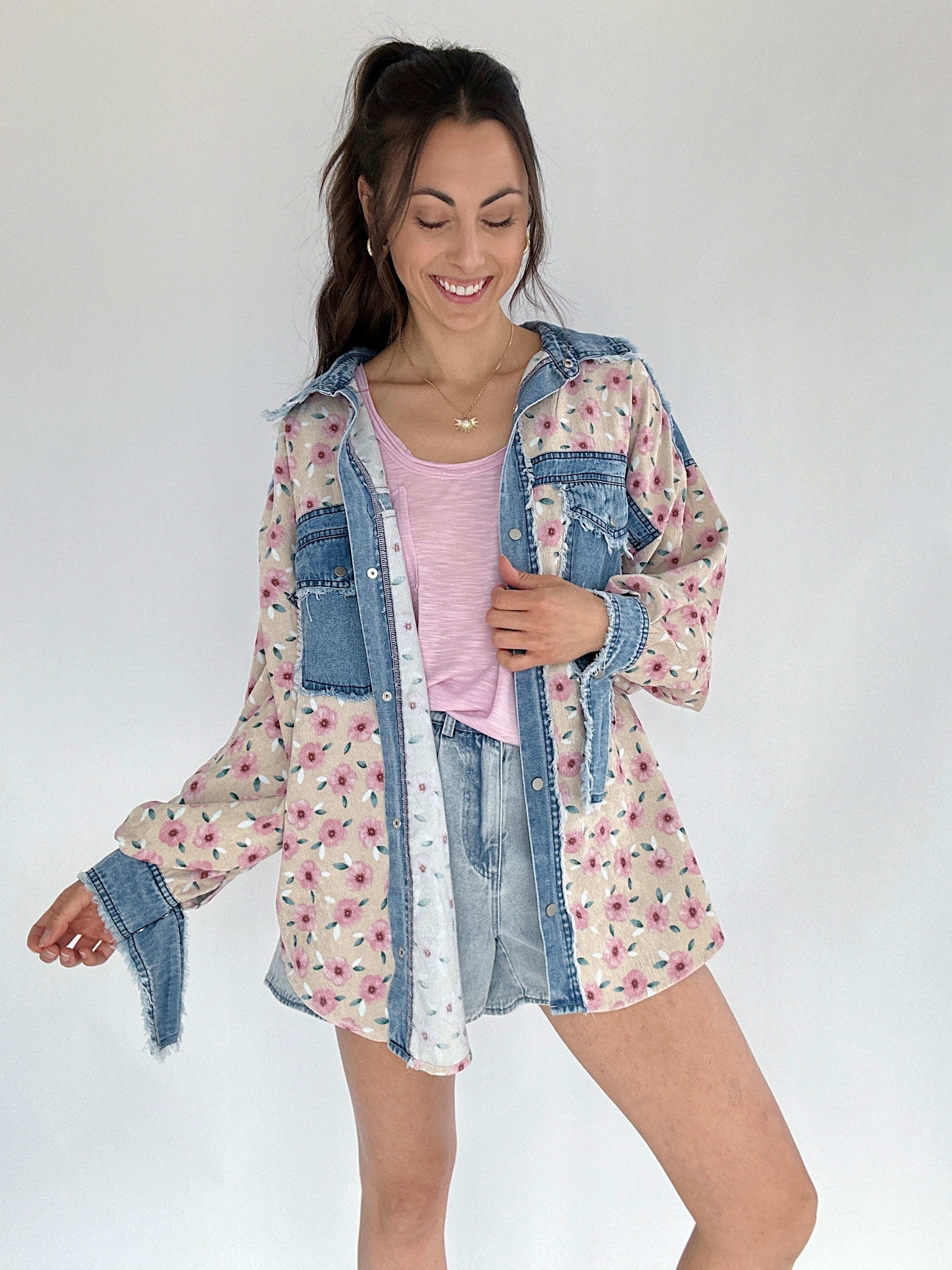 Day One Floral Corduroy Jacket Front