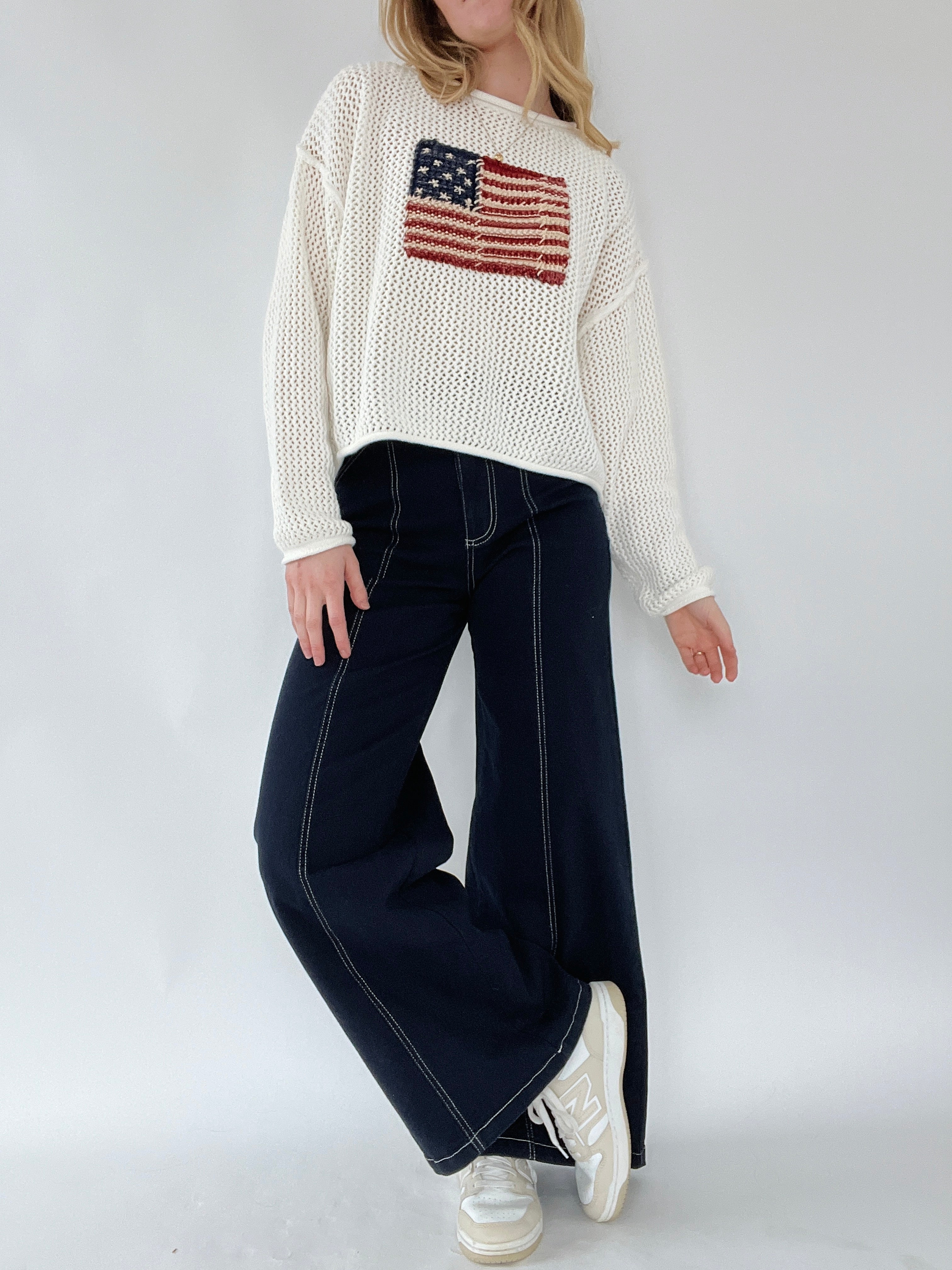 Daybreak Seamed Jeans With Flag Sweater