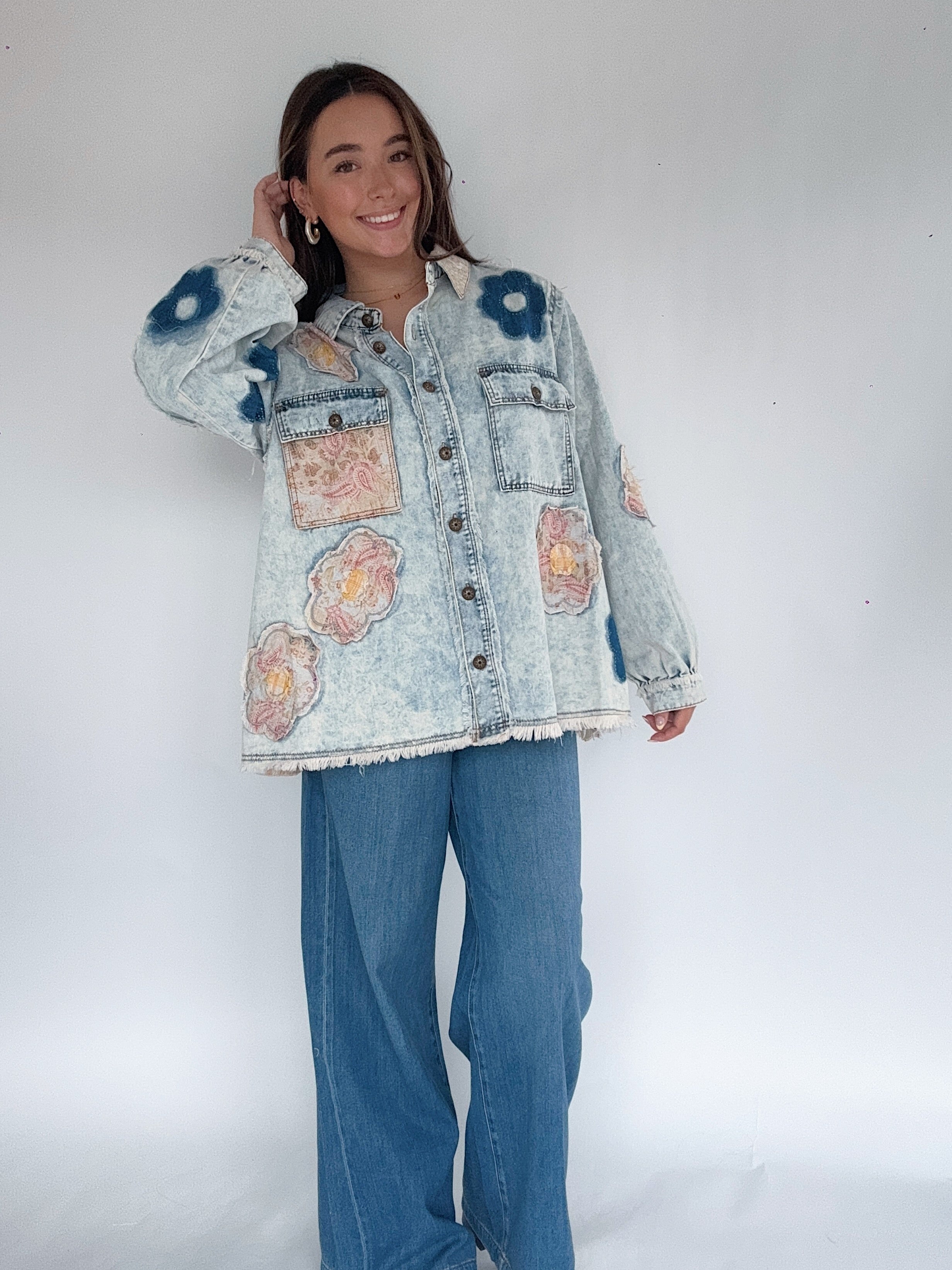 Days Ahead Floral Patch Denim Jacket