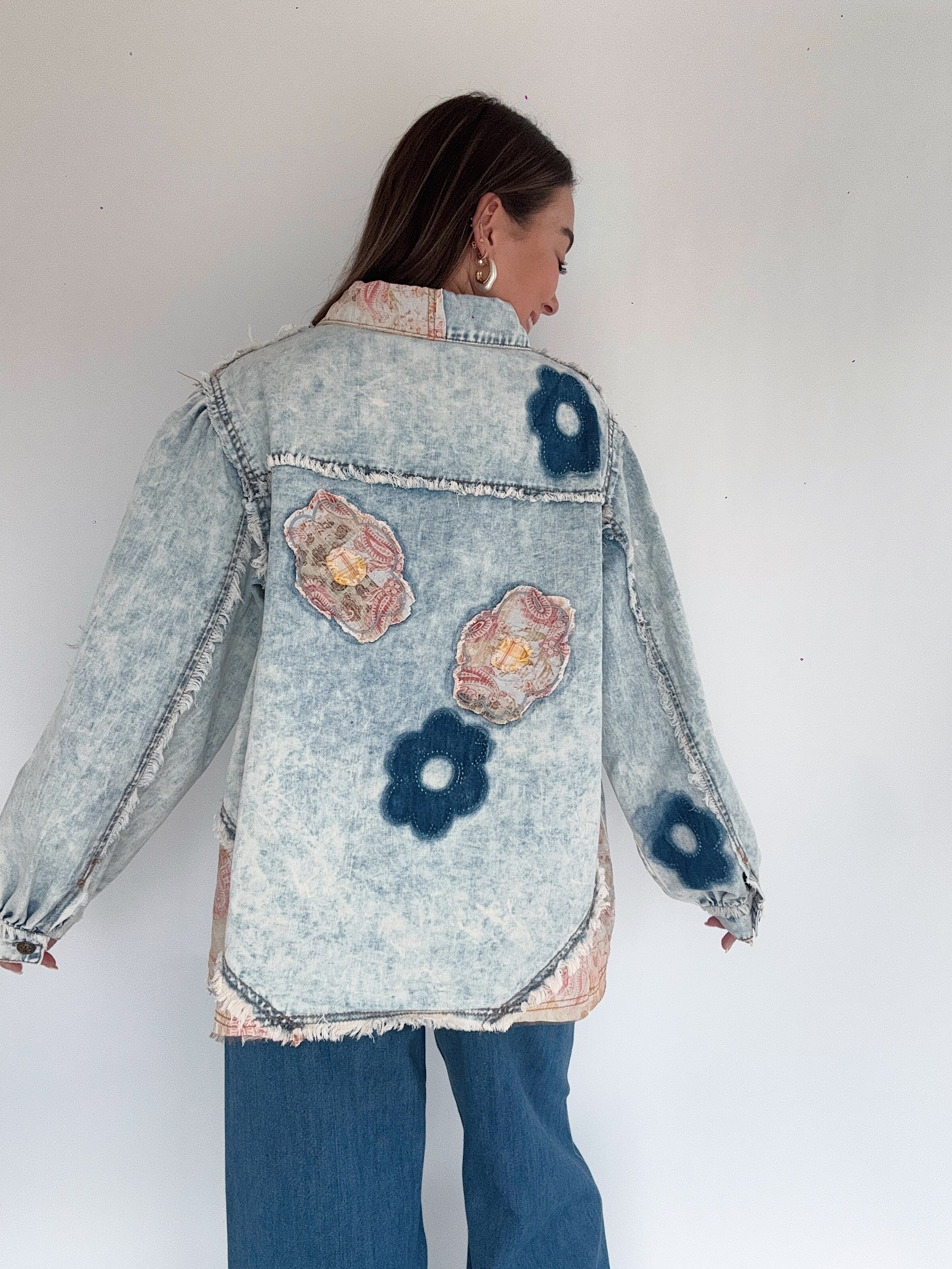 Days Ahead Floral Patch Denim Jacket Back
