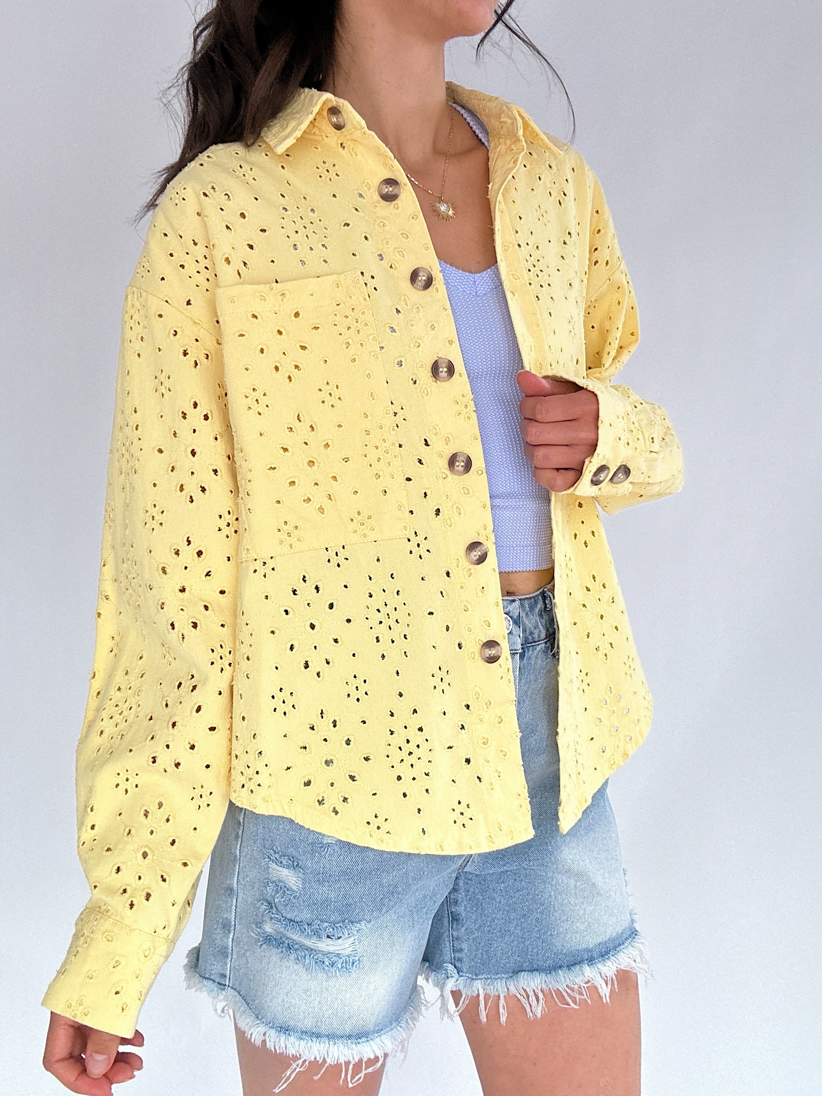 Donny Eyelet Jacket Lemon