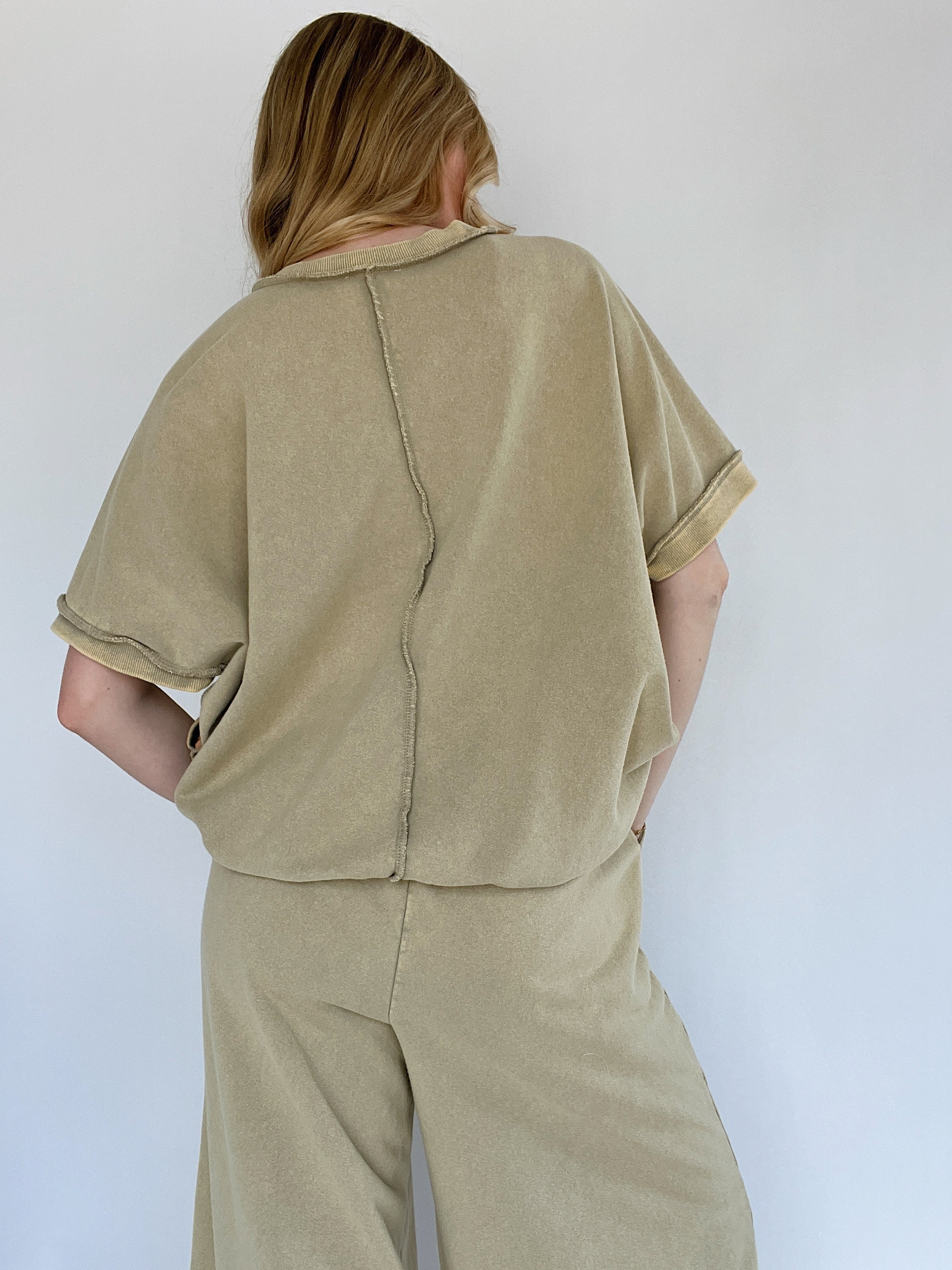 Dream Land Pullover Top Olive Back