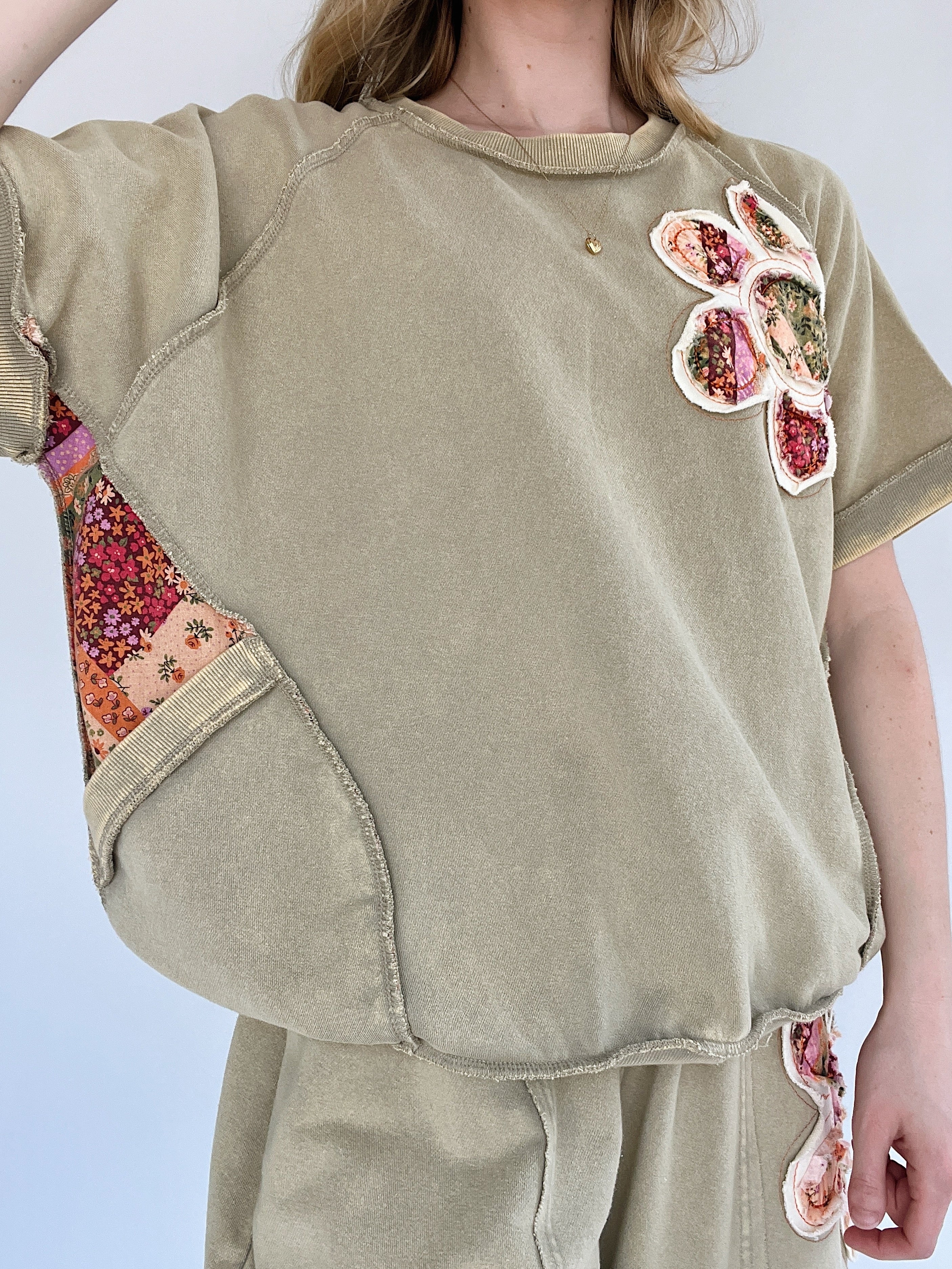 Dream Land Pullover Top Olive Detail