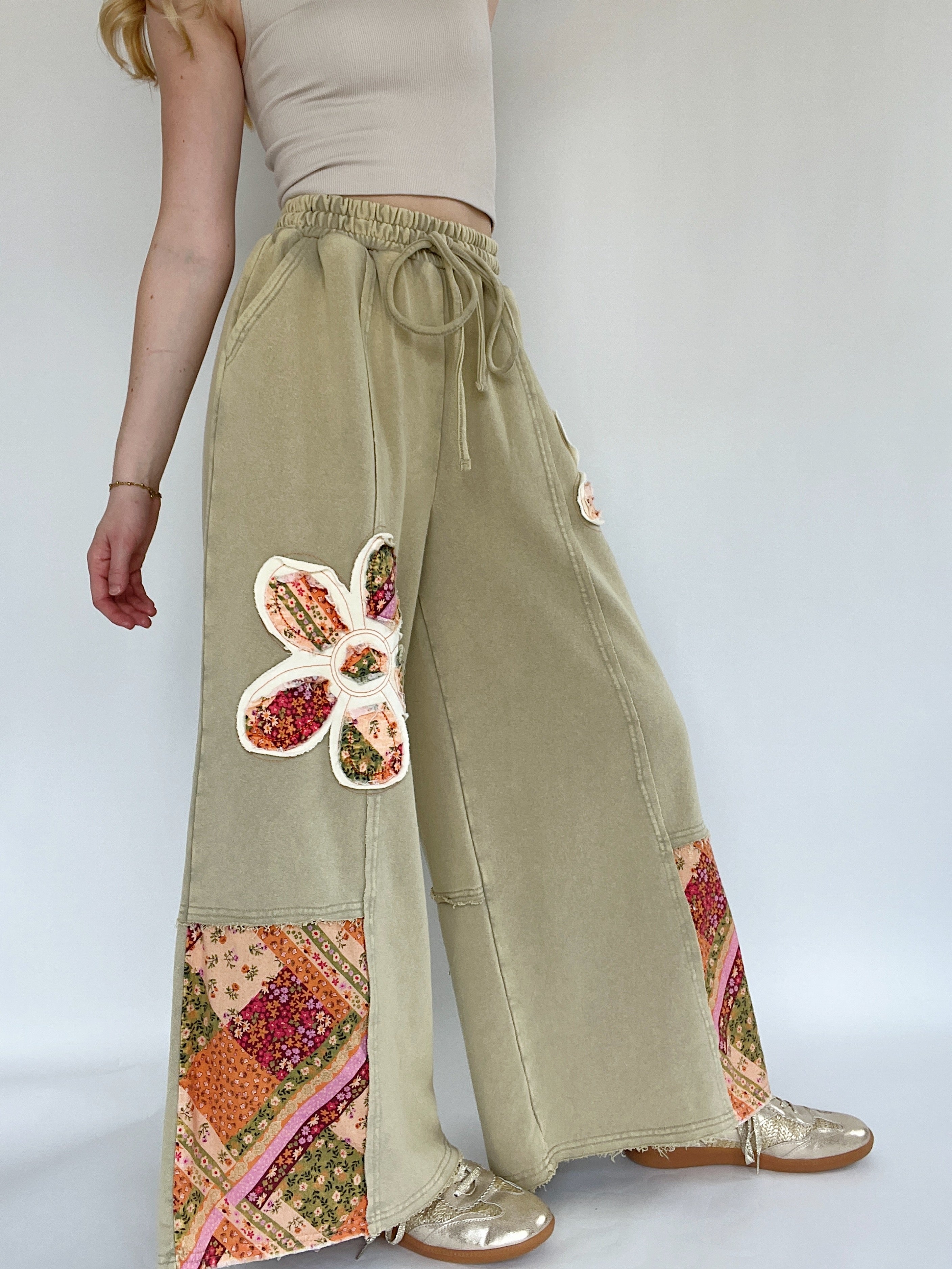 Dream Land Wide Leg Pants Olive Side