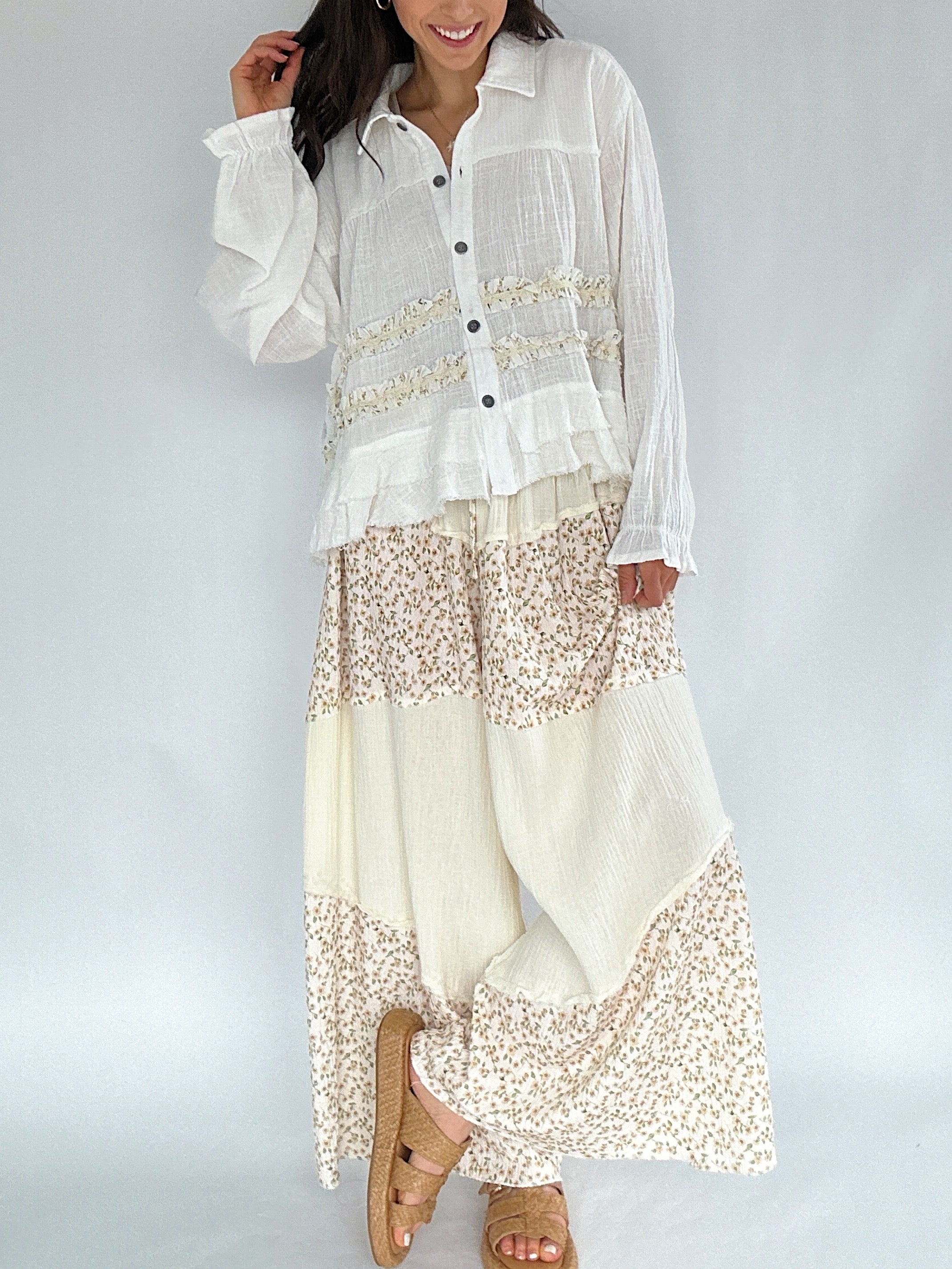 Dream Street Floral Wide Leg Pants Outfit