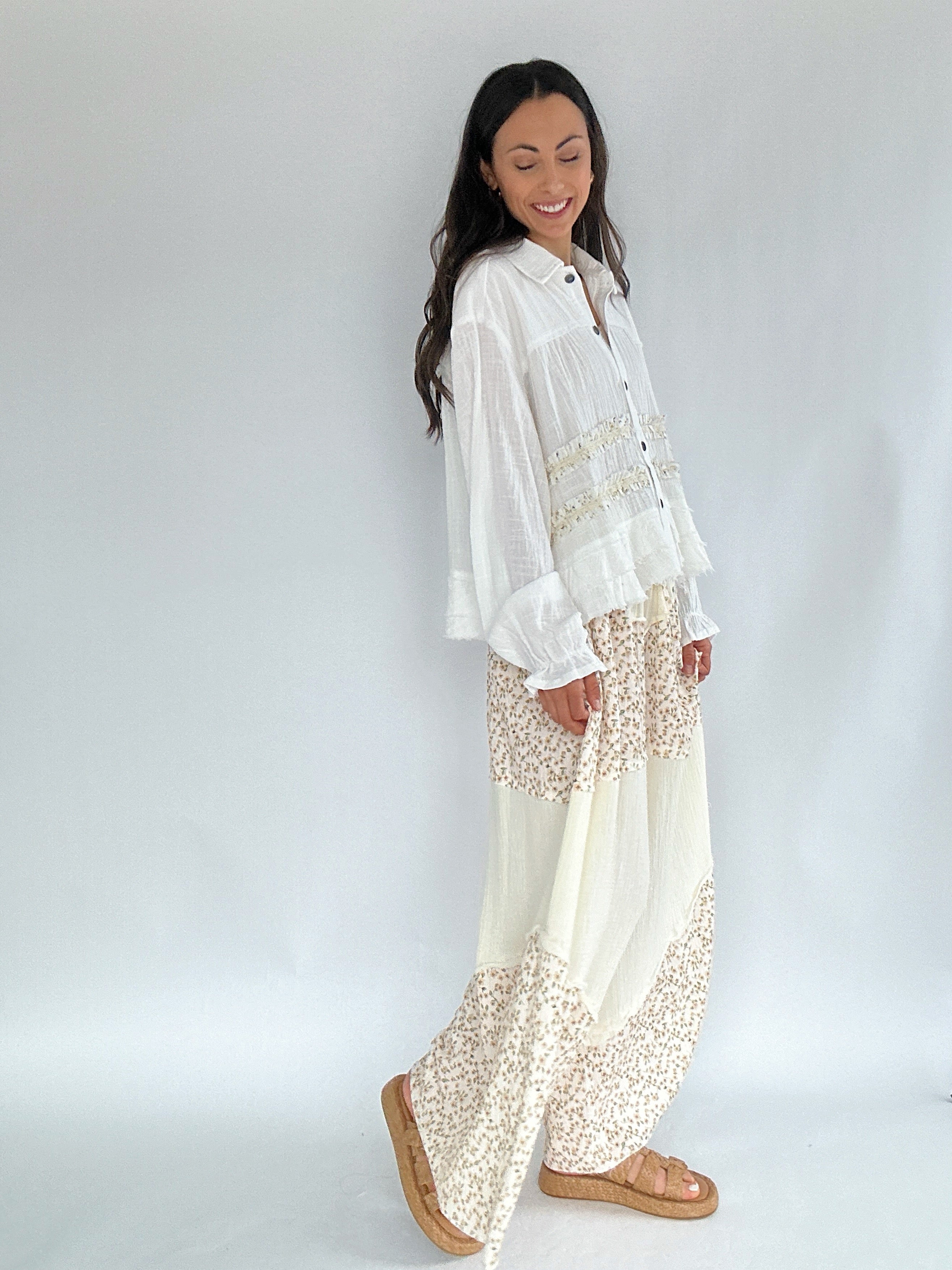 Dream Street Floral Wide Leg Pants Outfit Side