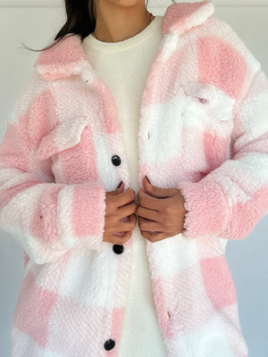 Hello London Plaid Sherpa Jacket