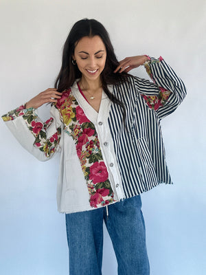 Say When Floral Stripe Top