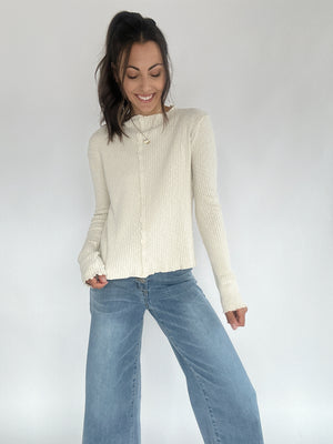 Avalon Rib Knit Top - Ecru