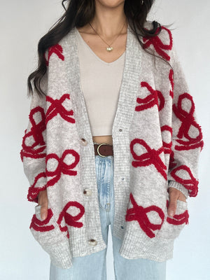 So True Bow Cardigan - Red