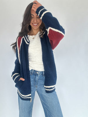 Varsity Zip Up Cardigan