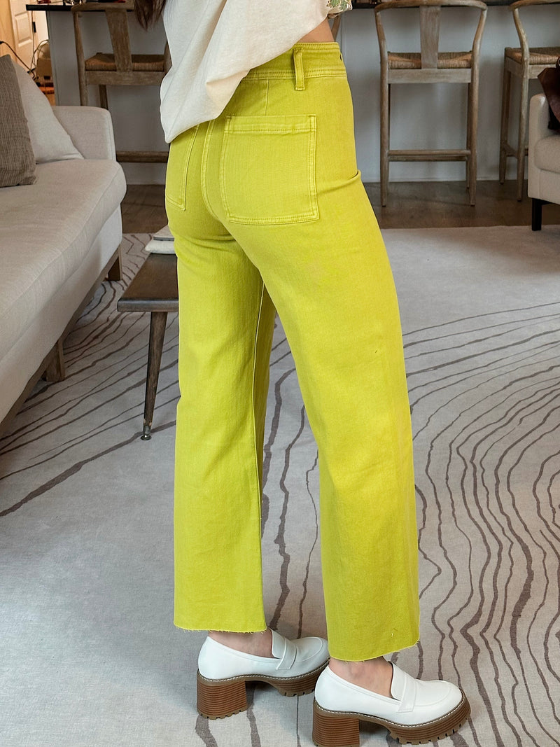 Main Squeeze Wide Leg Pants - Lime