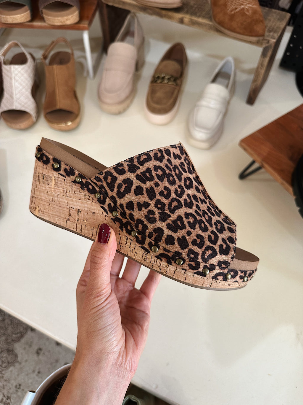 Hissy Fit Wedge - Tan Leopard