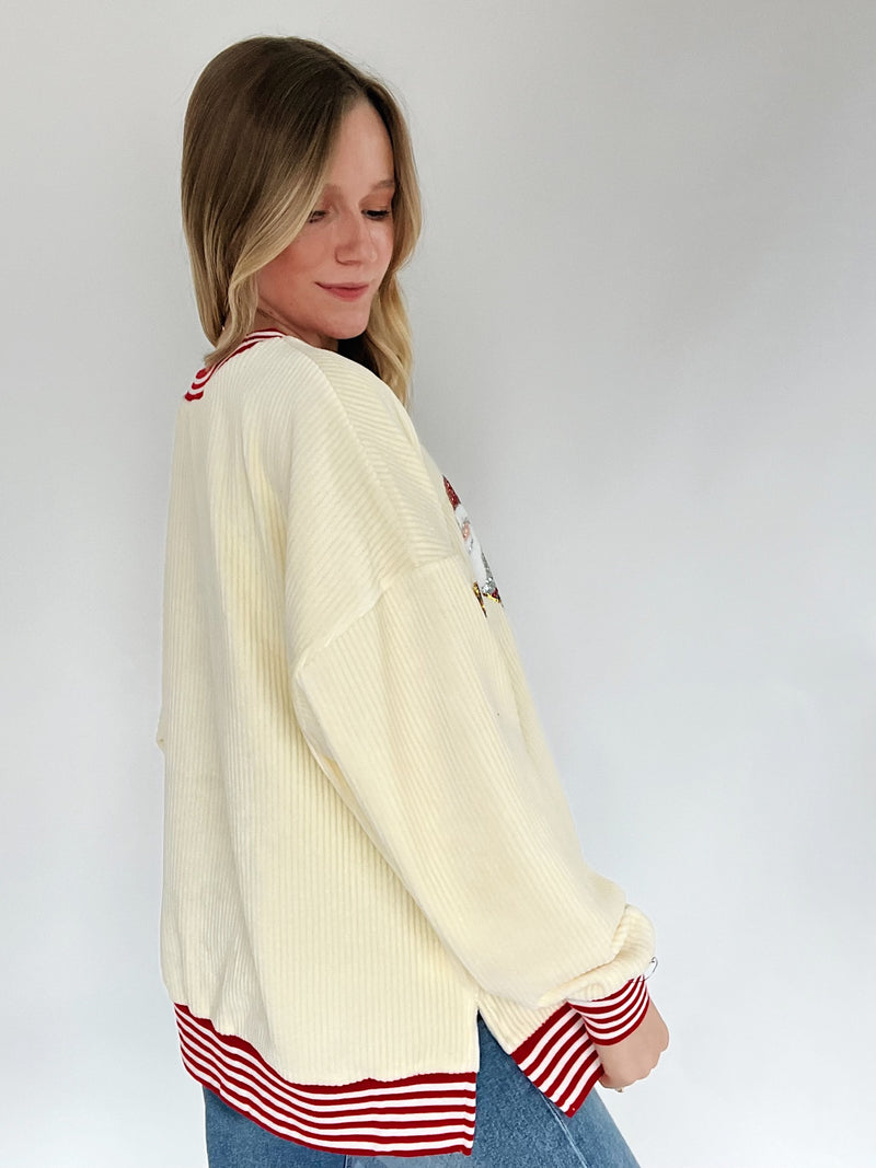 Sequin Santa Corded Pullover