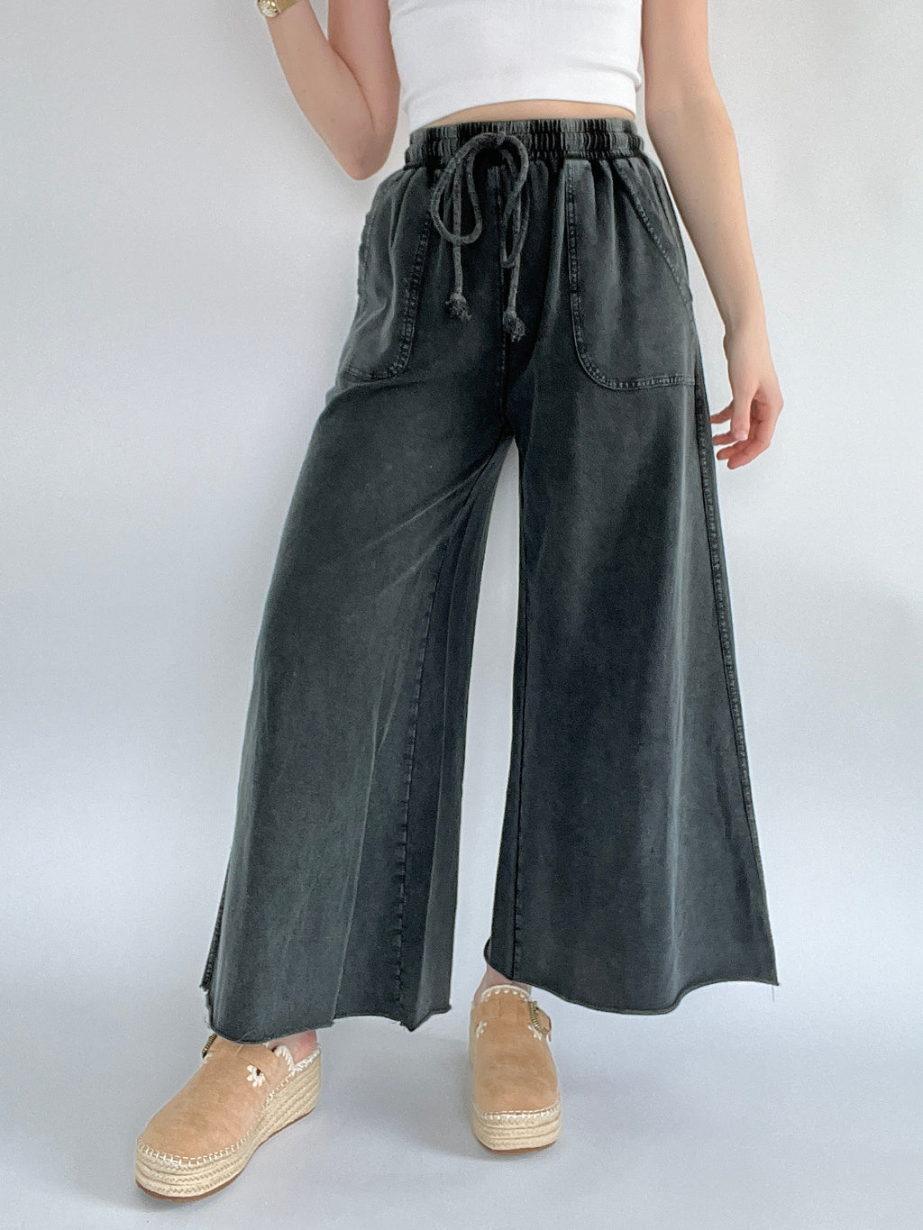 Back Seat Driver Wide Leg Pants - Black