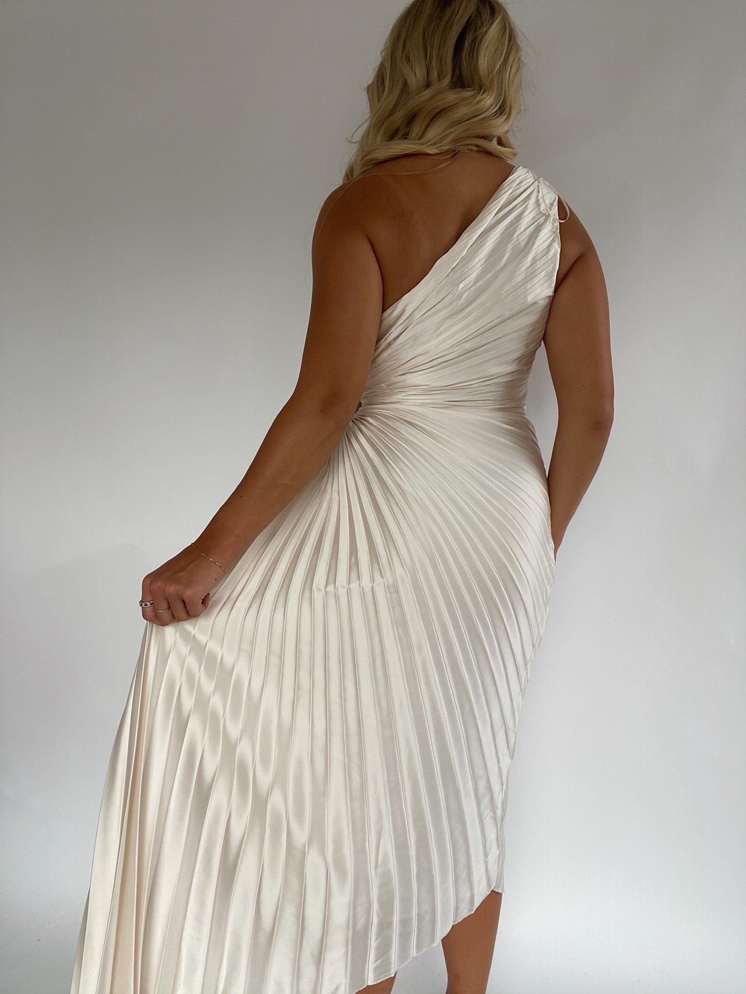 cora pleated dress Cora Organza Pleated Off The Shoulder Dress