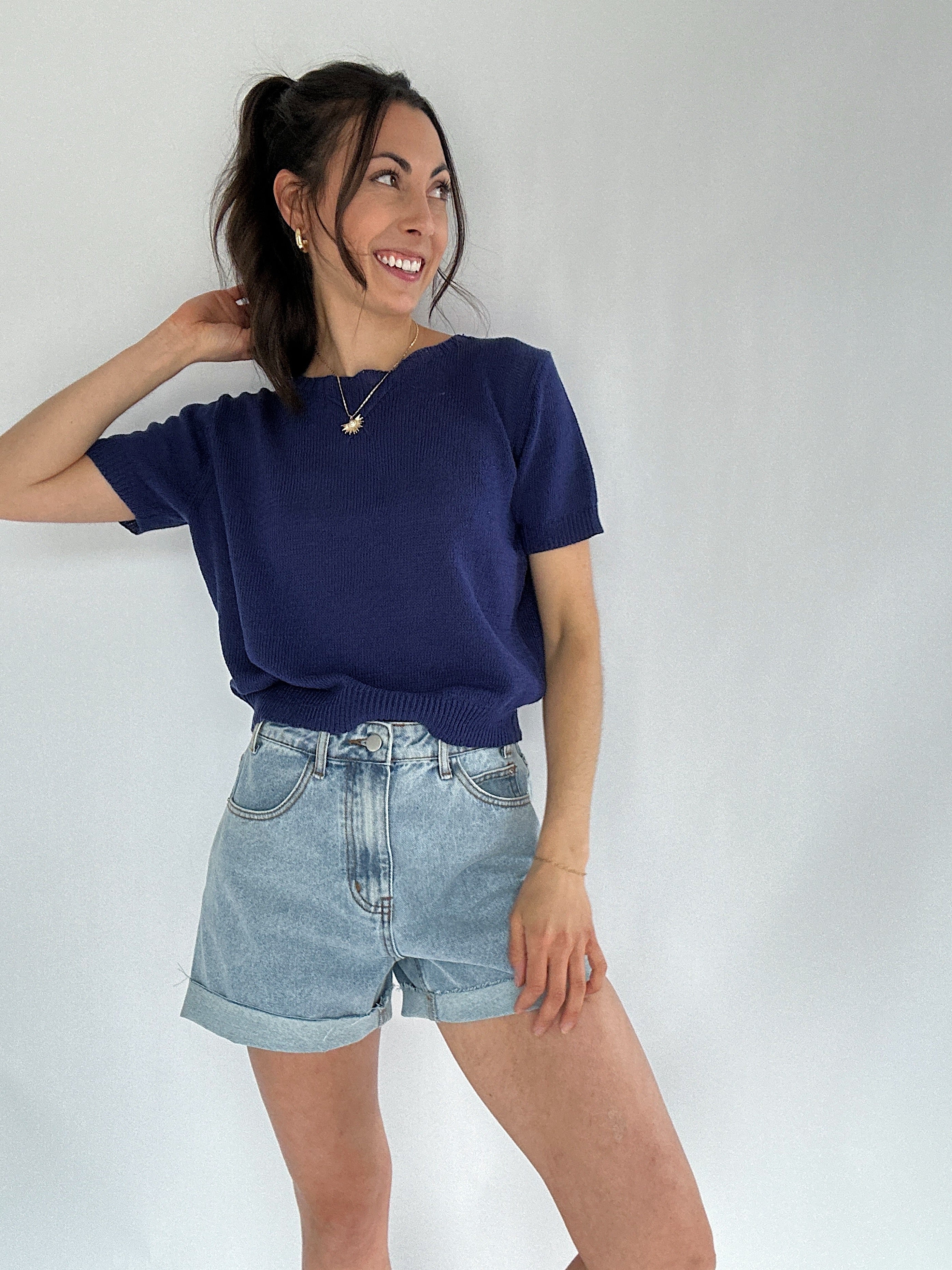 Eadin Sweater Top Navy Front