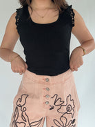 Eastwood Embroidered Pants Coral Waist