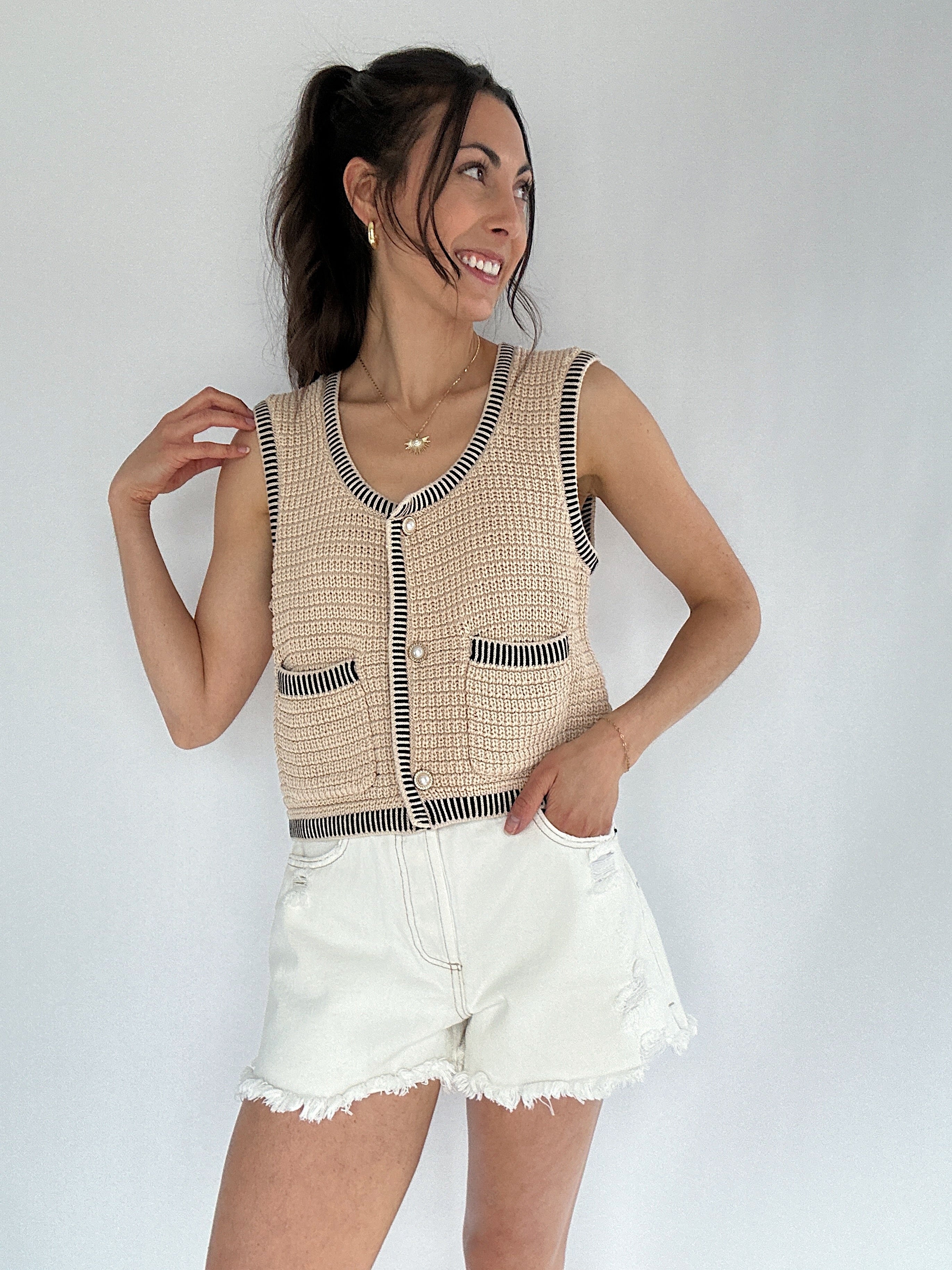 Easy To Miss Knit Vest Top Front