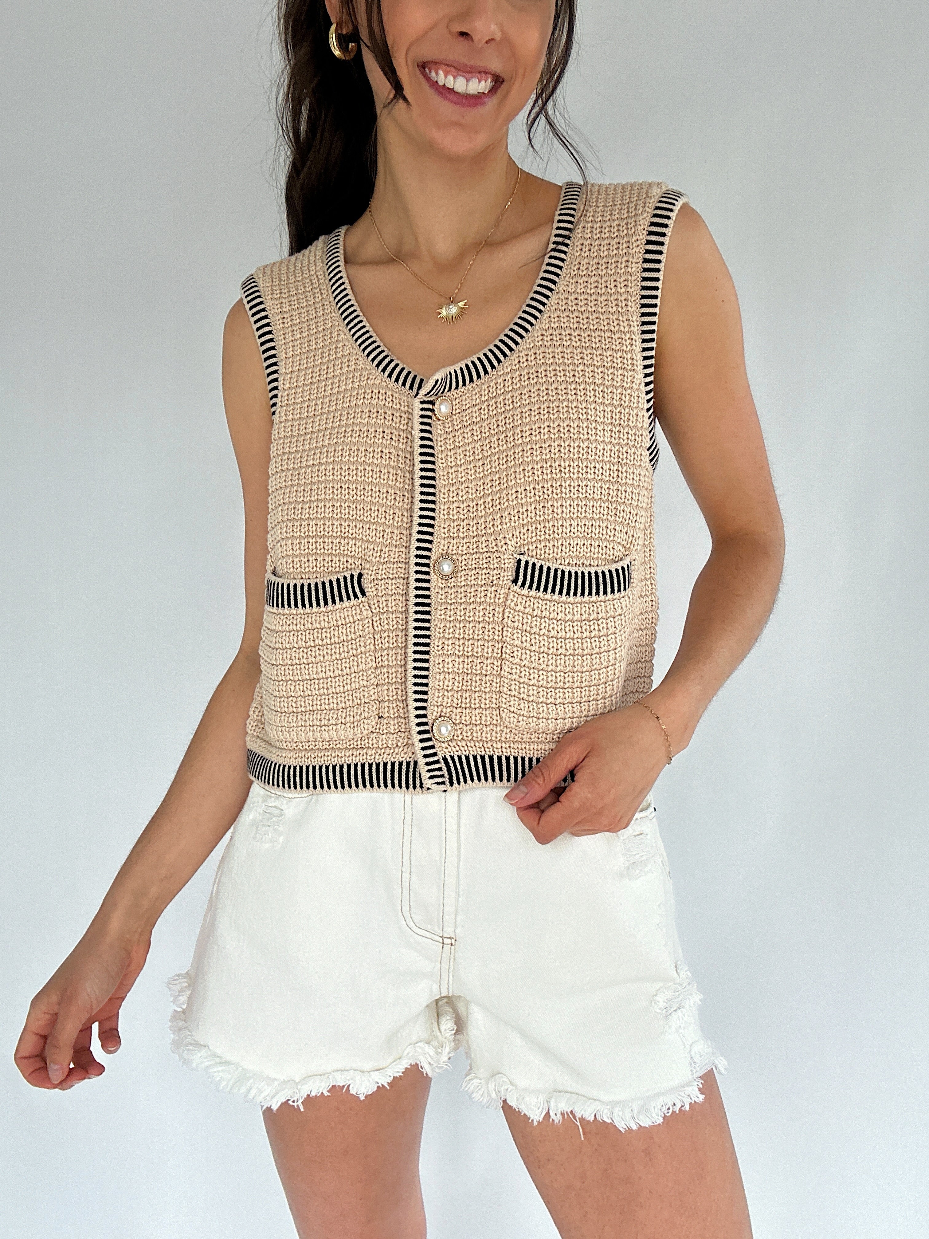 Easy To Miss Knit Vest Top Front