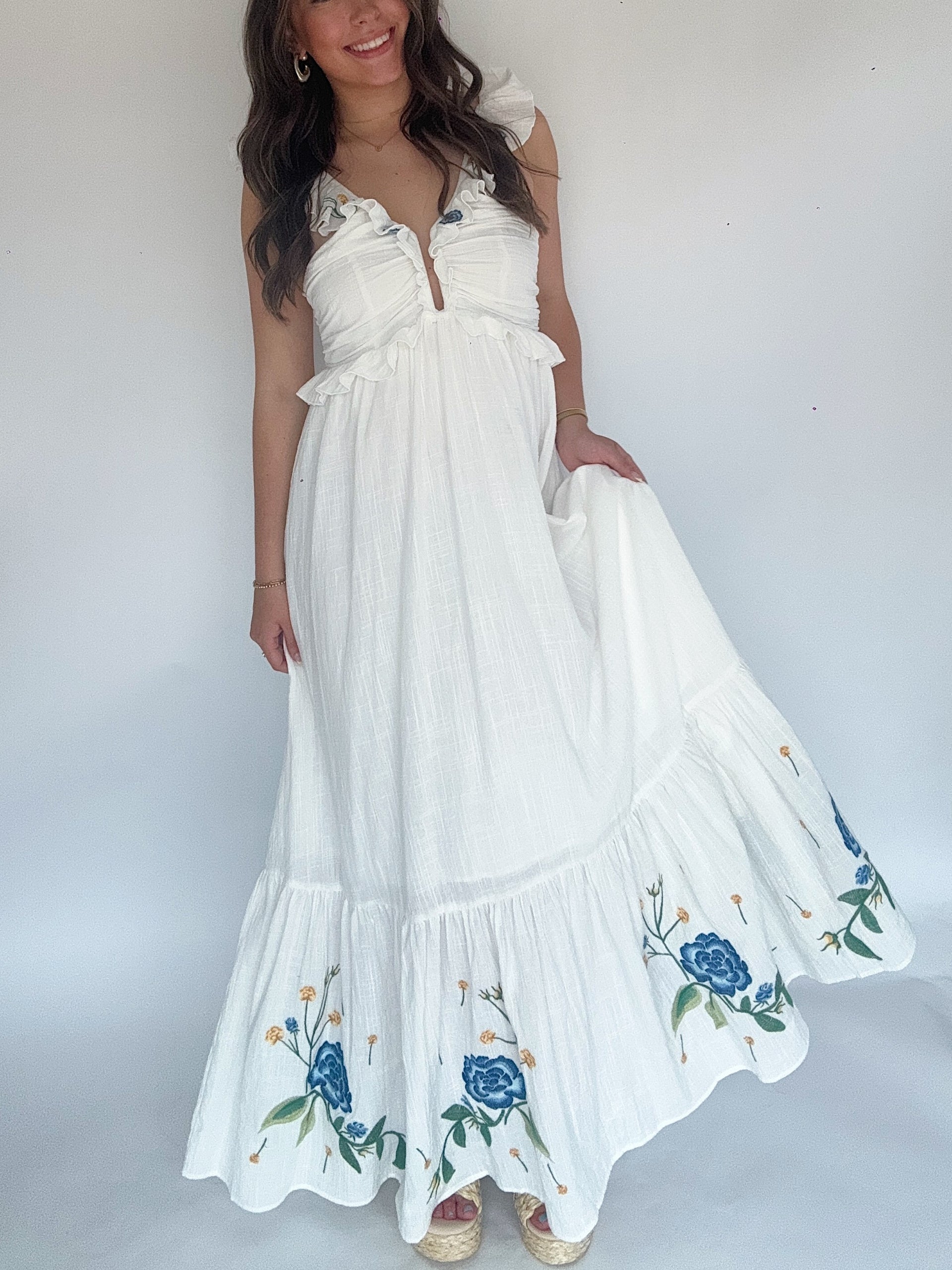 Elina Embroidered Maxi Dress Blue Magnolia Elina Embroidered Maxi Dress Blue Magnolia