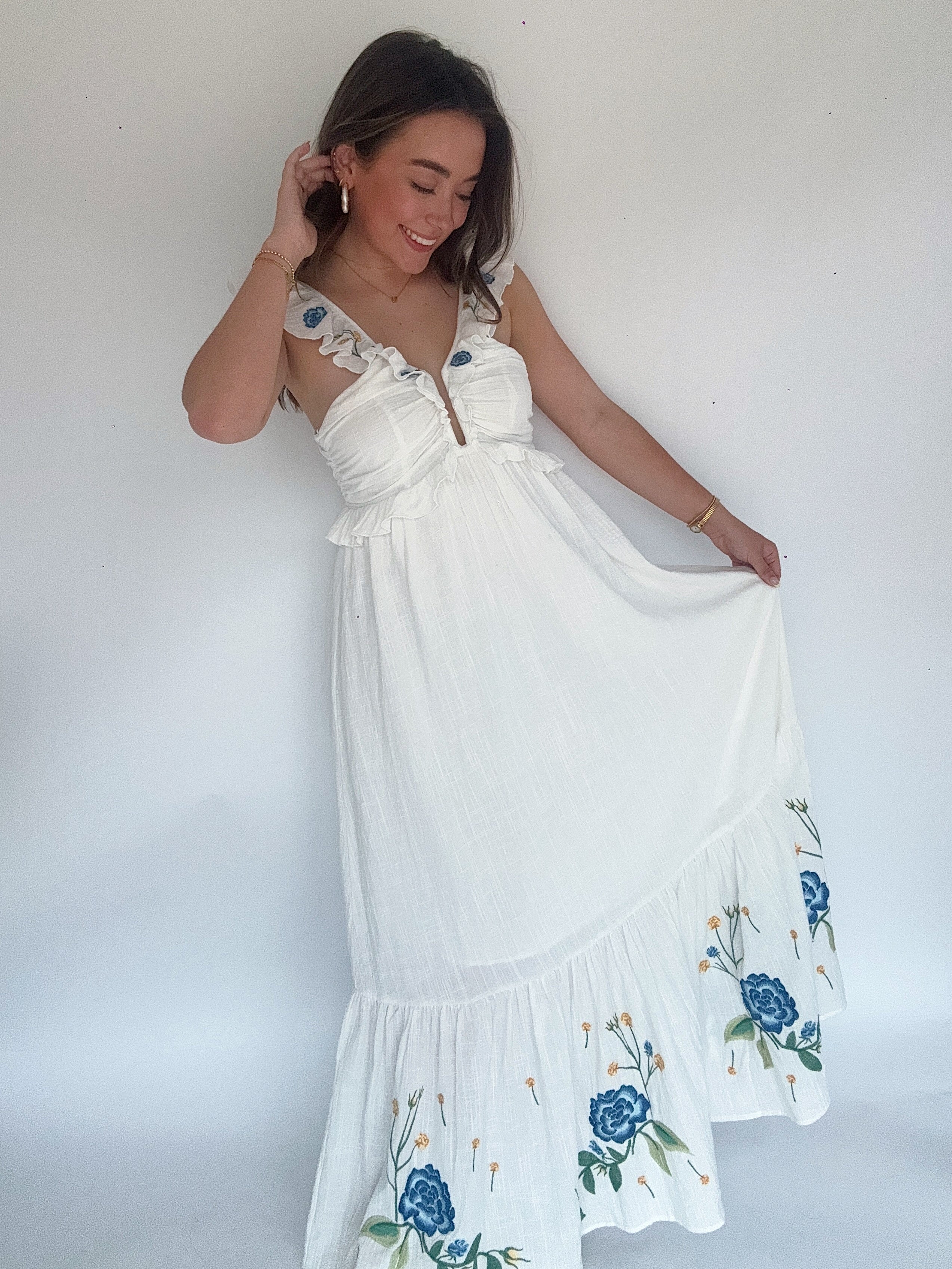 Elina Embroidered Maxi Dress