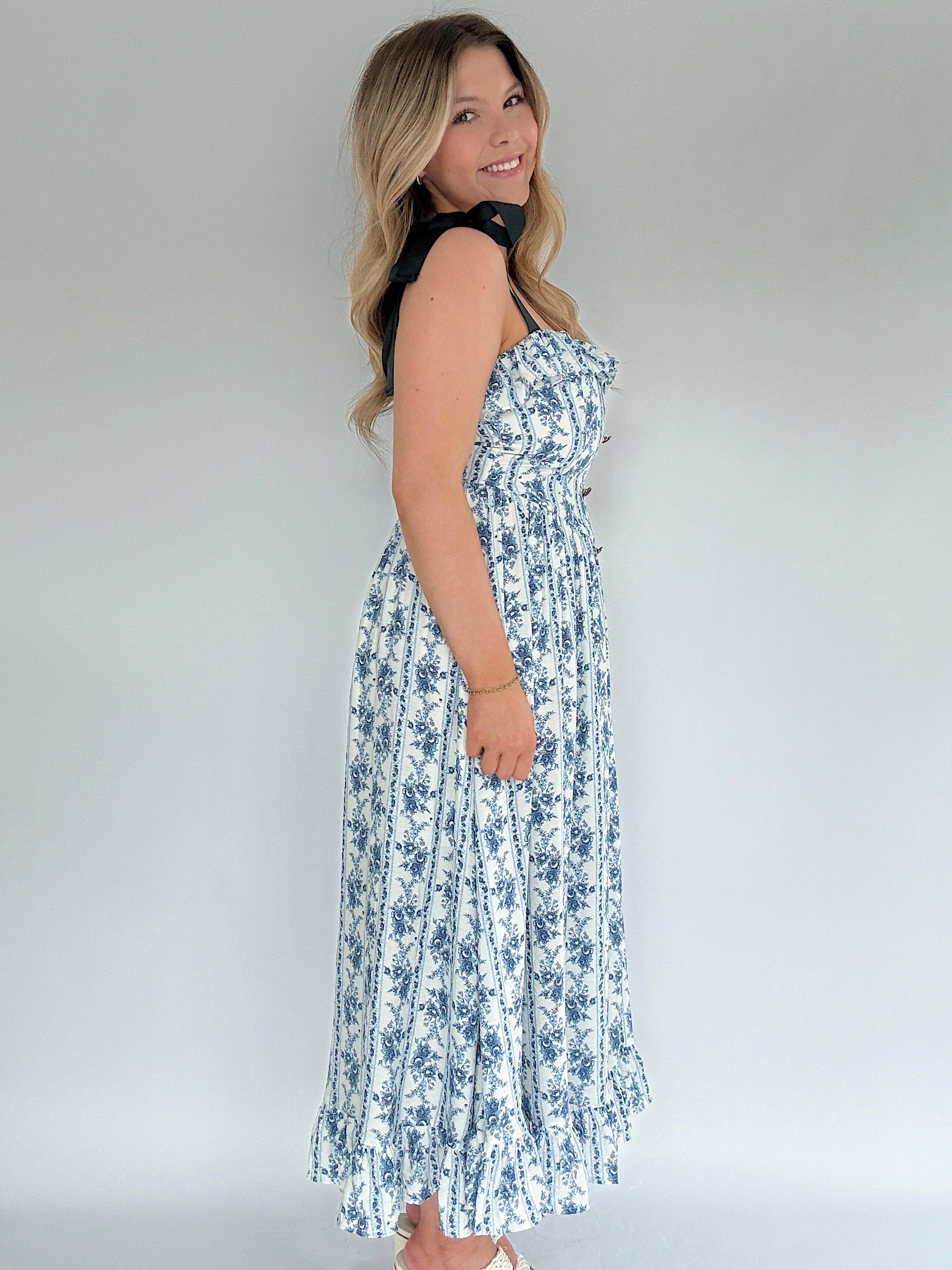Evangeline Floral Midi Dress Side