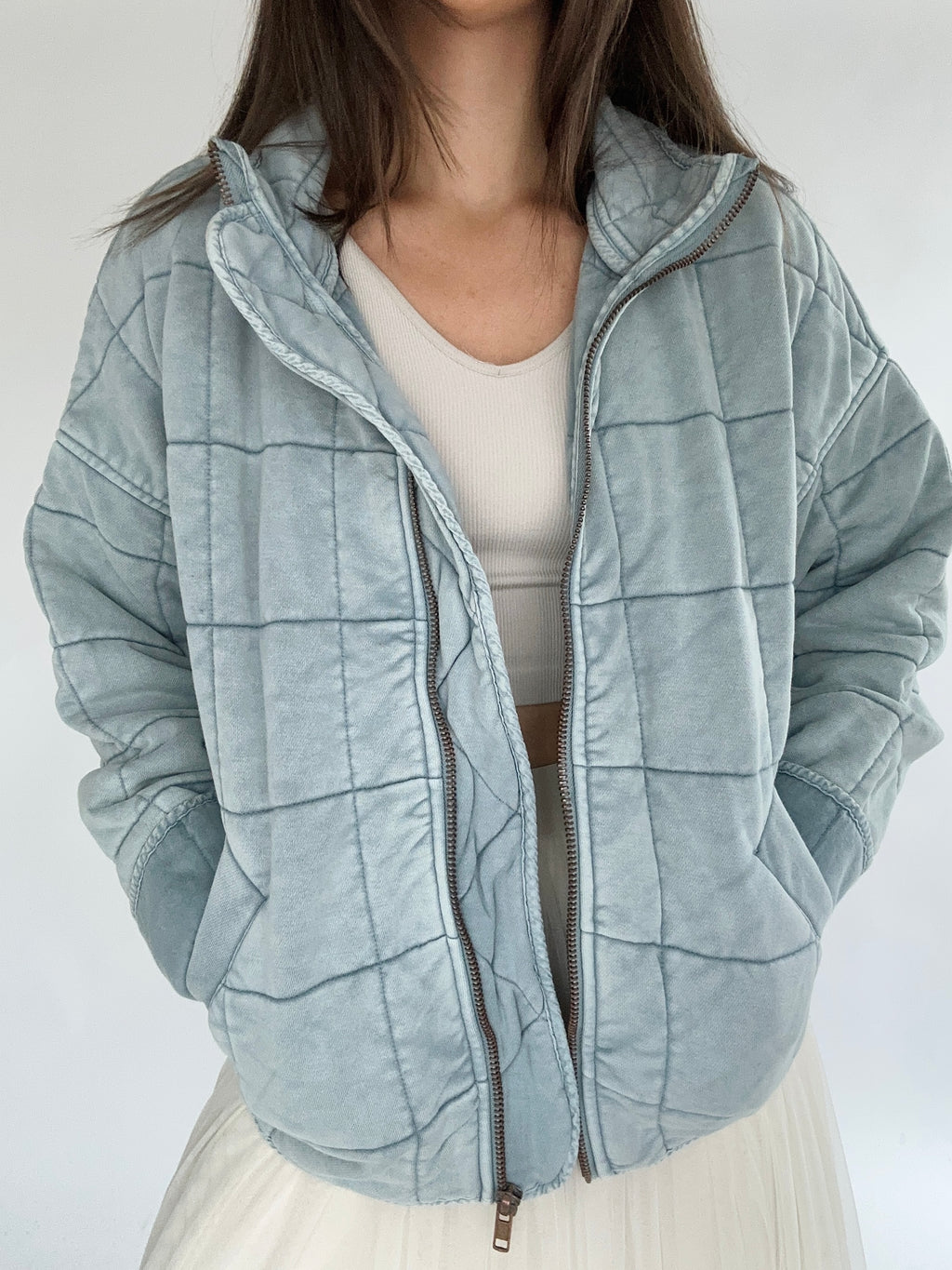All Good Quilted Jacket - Light Blue