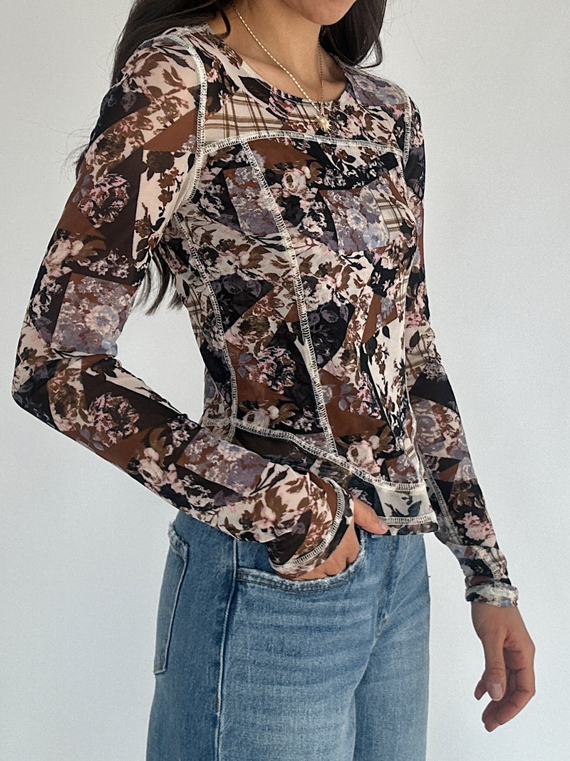 Floral Patchwork Long Sleeve Top