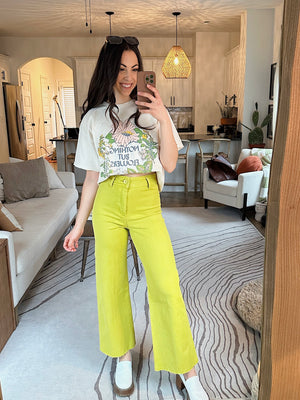 Main Squeeze Wide Leg Pants - Lime