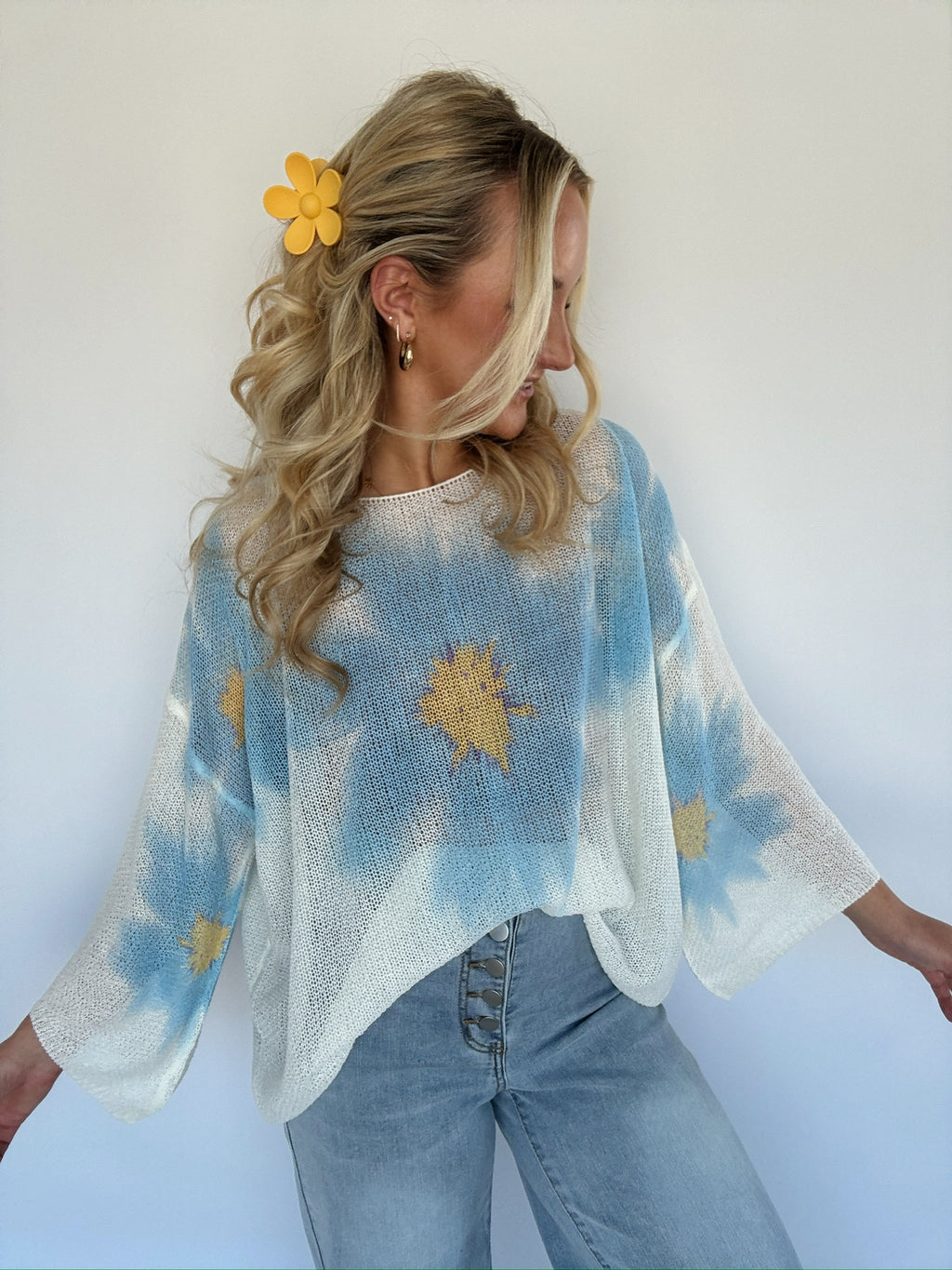 Buy Myself Flowers Sweater - Blue