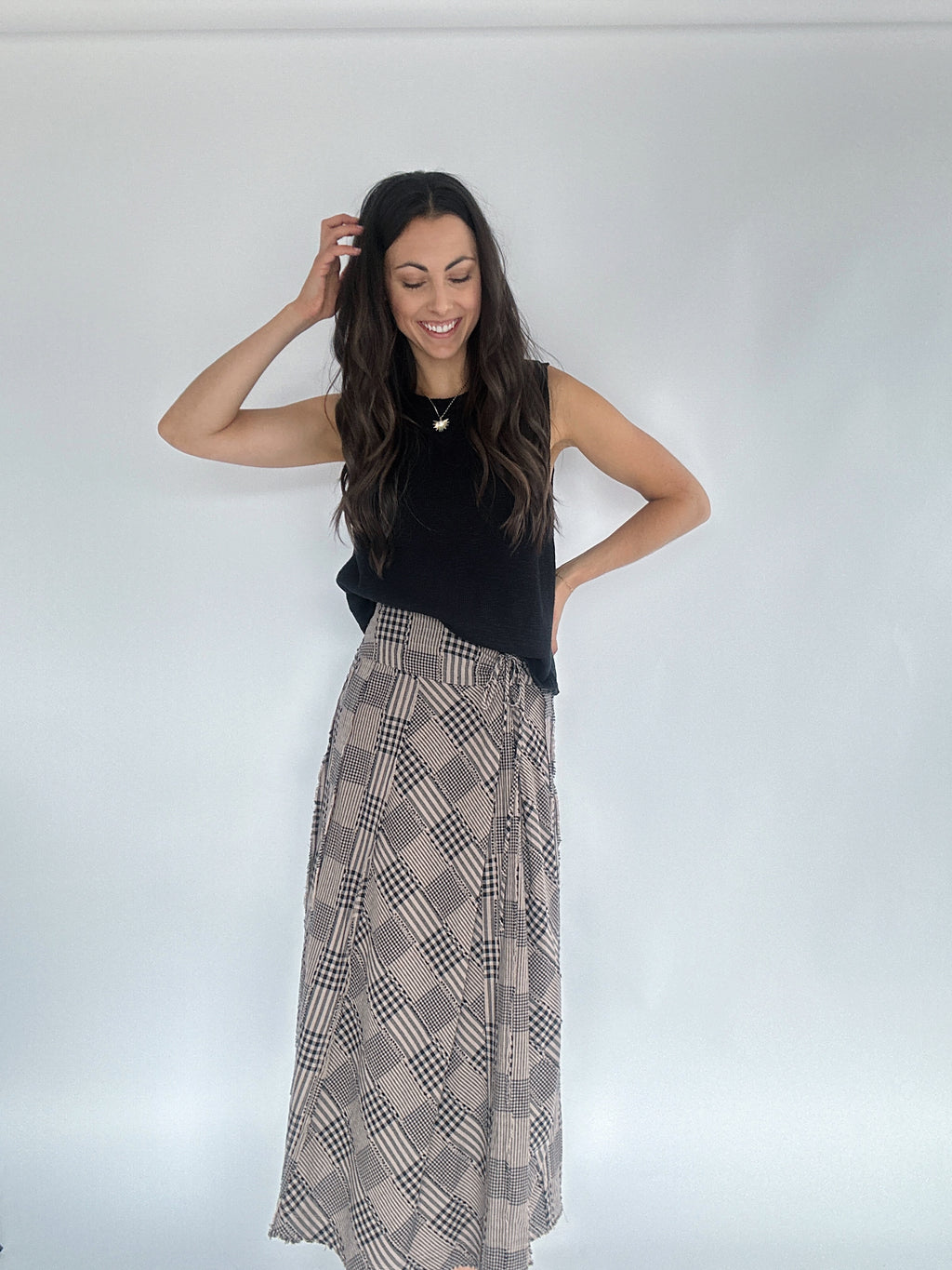 Byrdie Plaid Maxi Skirt