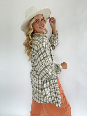 Fair Weather Plaid Top - Natural
