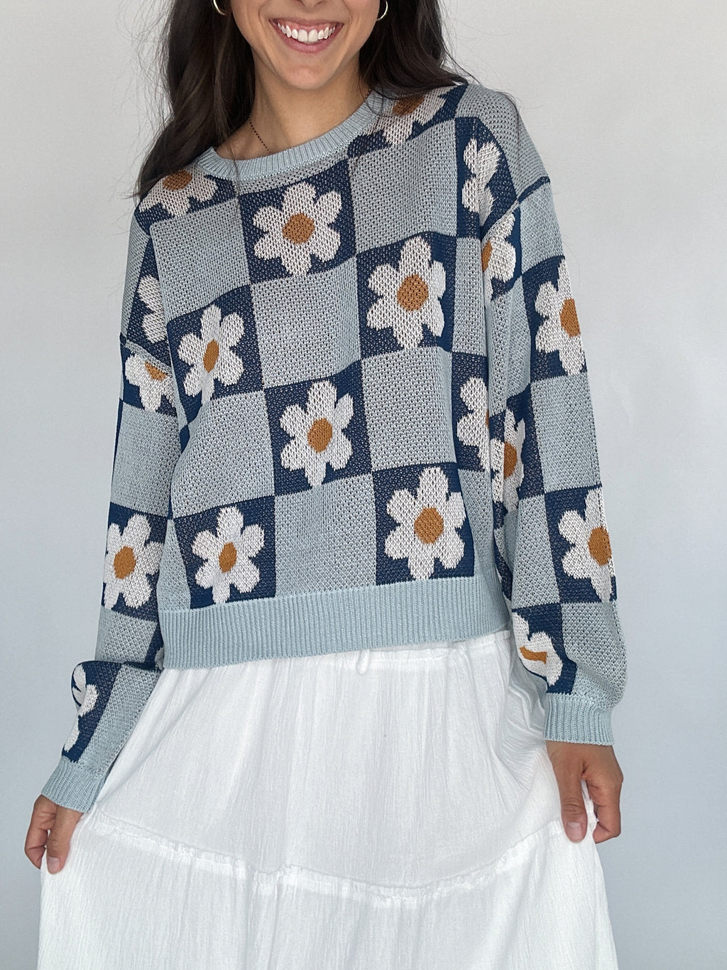 Daisy Daydream Checkered Sweater