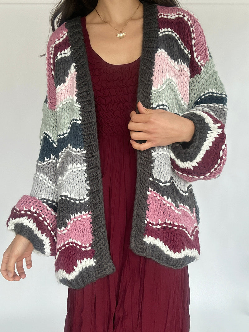 Meet You Later Crochet Cardigan - Charcoal