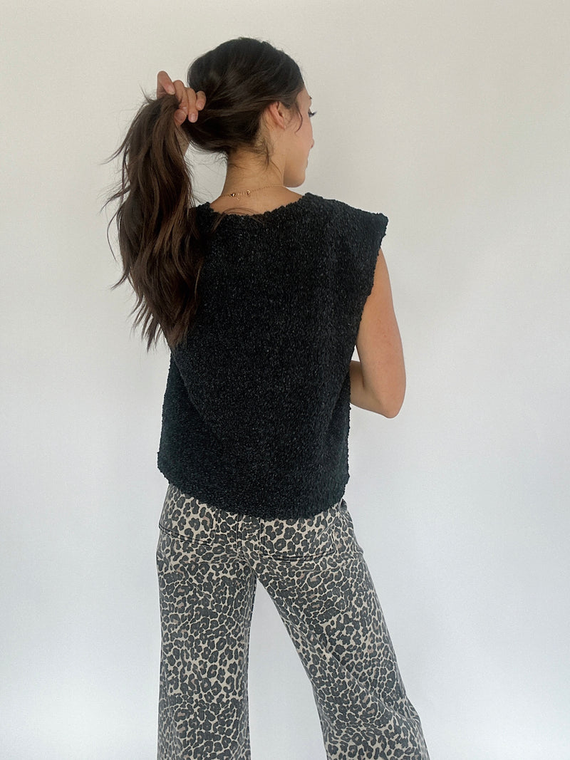 Chance Sleeveless Knit Top - Black