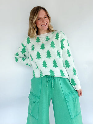 Pearled Christmas Tree Sweater