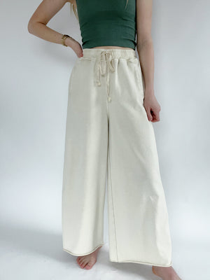 Walk On By Wide Leg Pants - Ecru