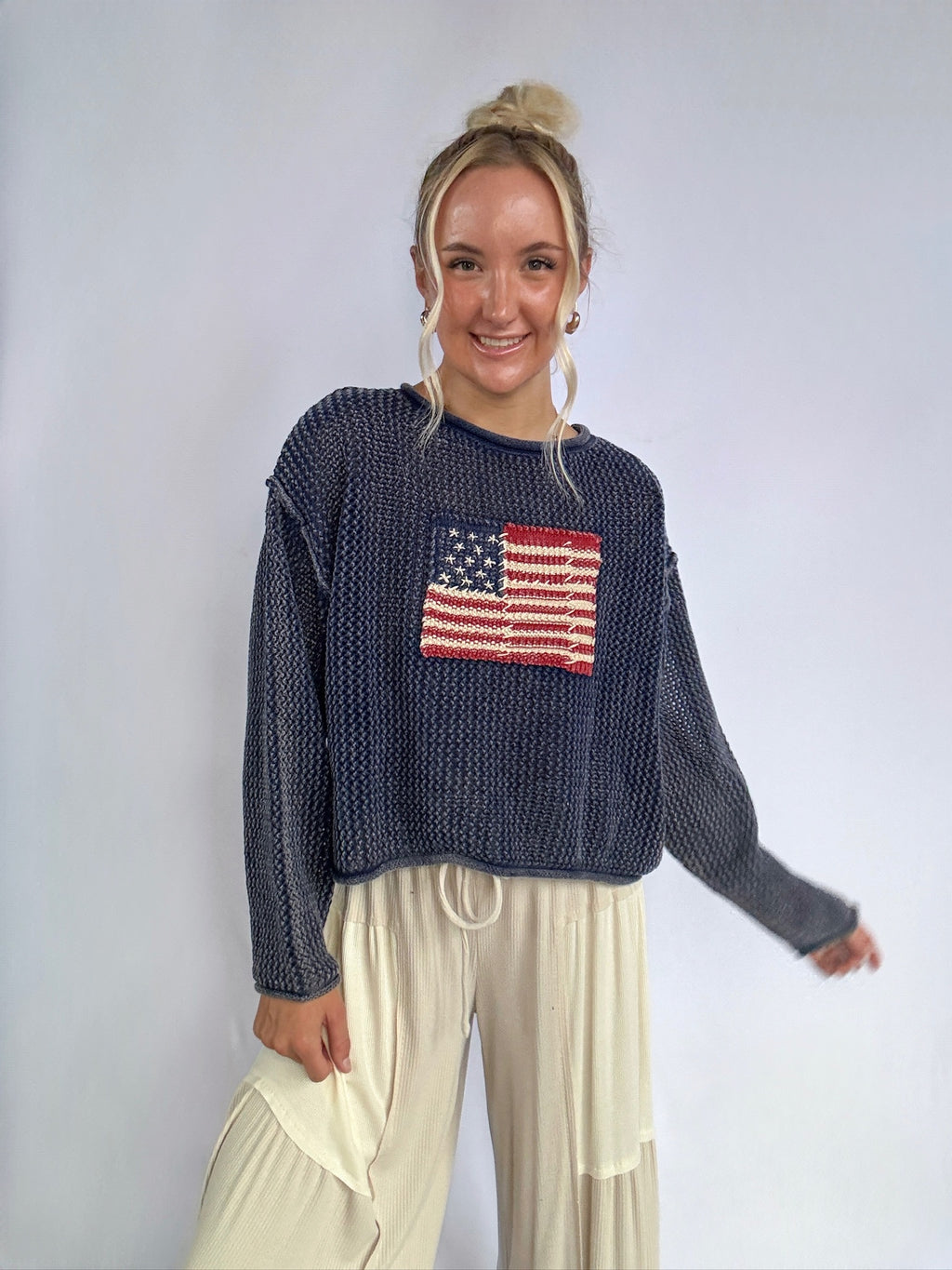 American Flag Stitched Sweater