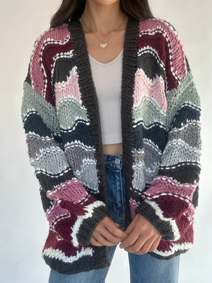 Meet You Later Crochet Cardigan - Charcoal